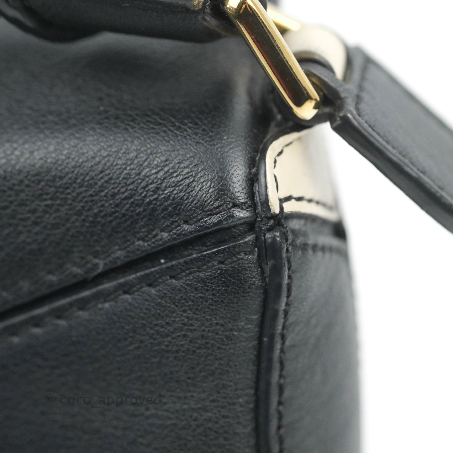 Loewe Mini Puzzle Bag Black/White/Navy Calfskin Gold Hardware