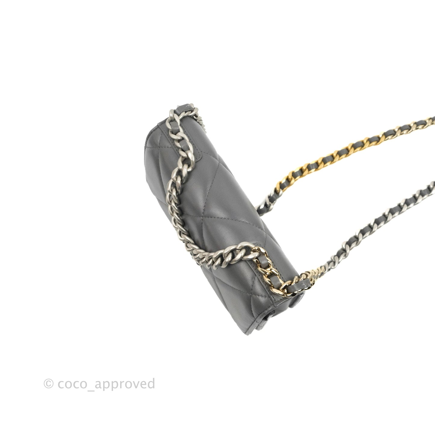 Chanel 19 Wallet on Chain WOC Dark Grey Lambskin Mixed Hardware