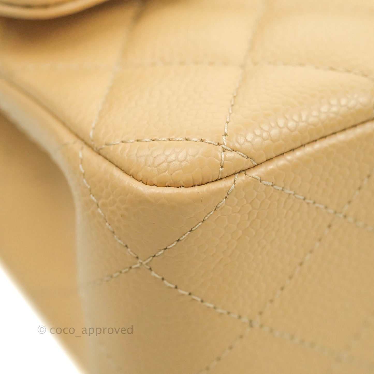 Chanel Quilted Classic M/L Medium Flap Beige Caviar Gold Hardware
