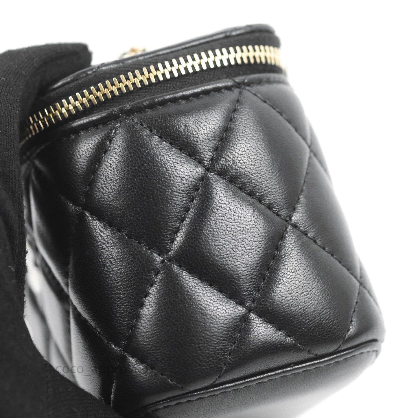 Chanel Mini Vanity With Chain Black Lambskin Gold Hardware