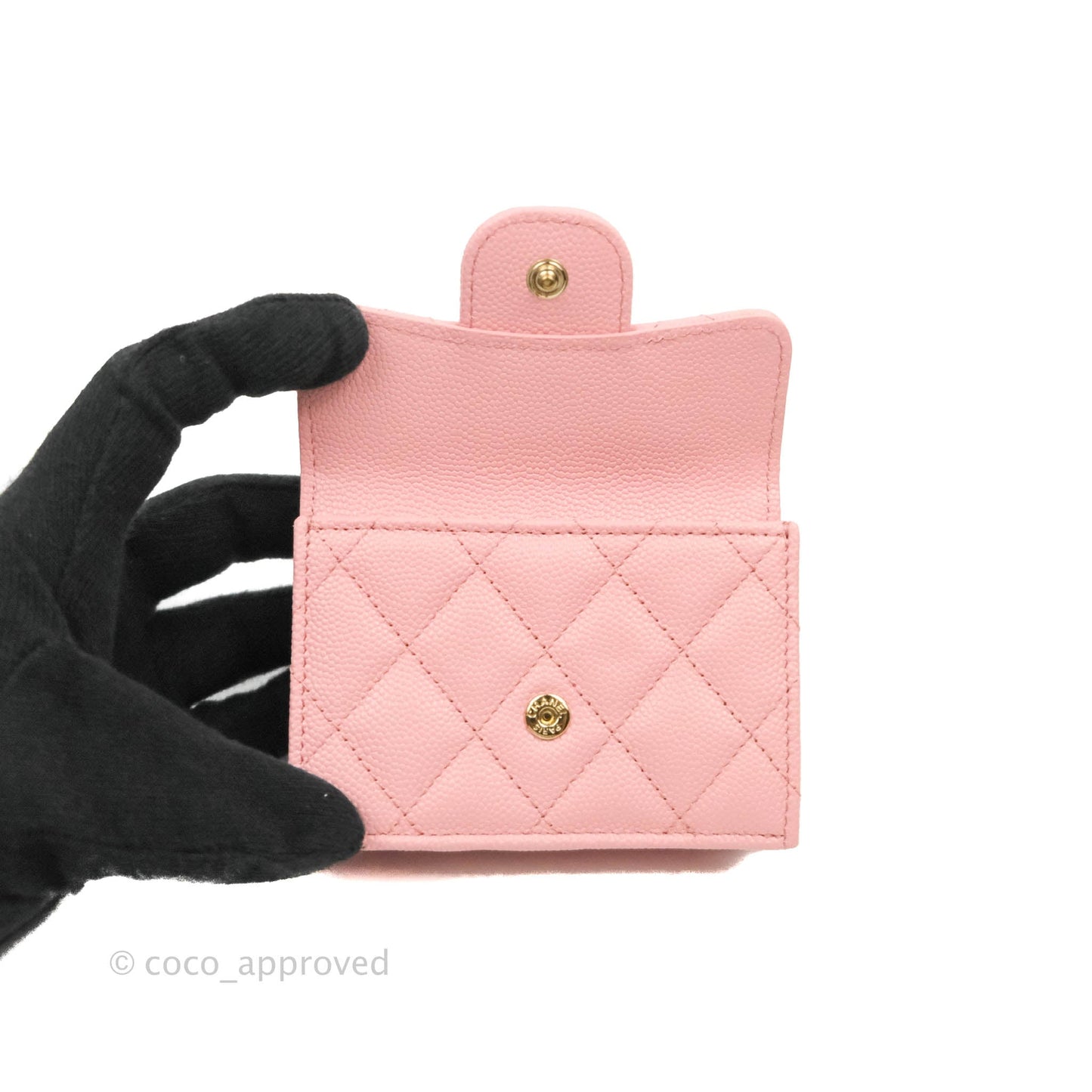 Chanel Quilted Small Classic Flap Trifold Wallet Pink Caviar Gold Hardware