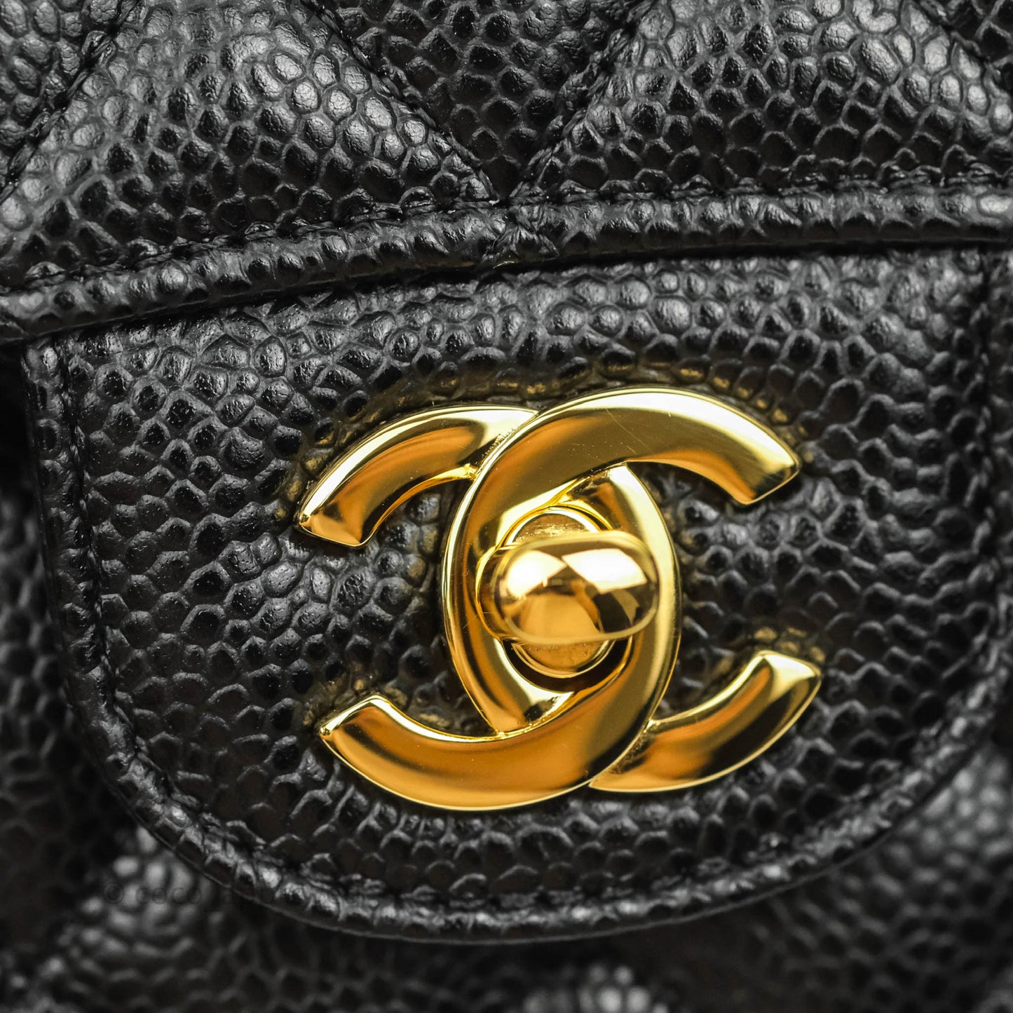 Chanel Classic M/L Medium Double Flap Black Caviar Gold Hardware