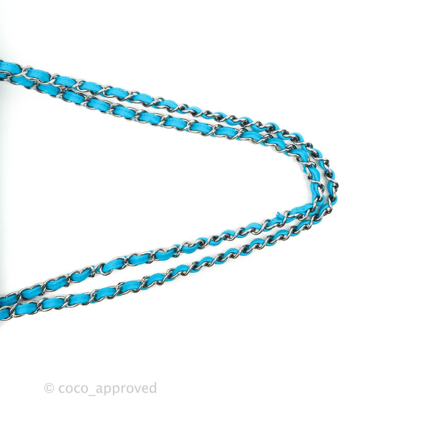 Chanel Medium Single Flap Chain Printed in Blue Silk Gun Metal