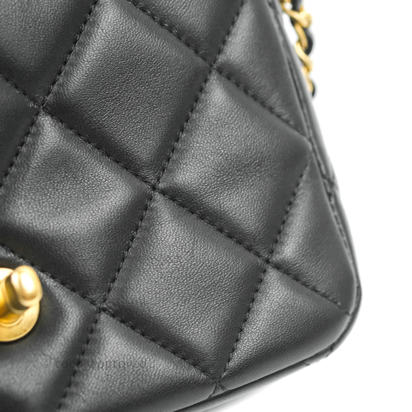 Chanel Quilted My Perfect Mini With Pearl Black Lambskin Gold Hardware