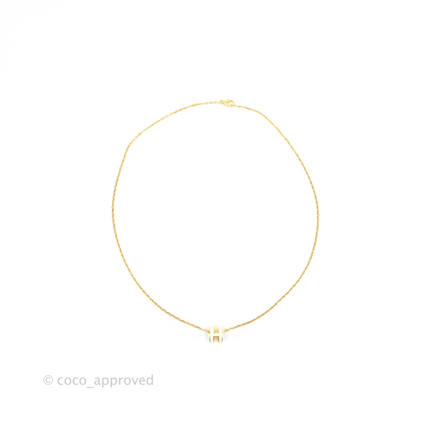 Hermès Mini Pop H White Pendant Necklace Gold Hardware