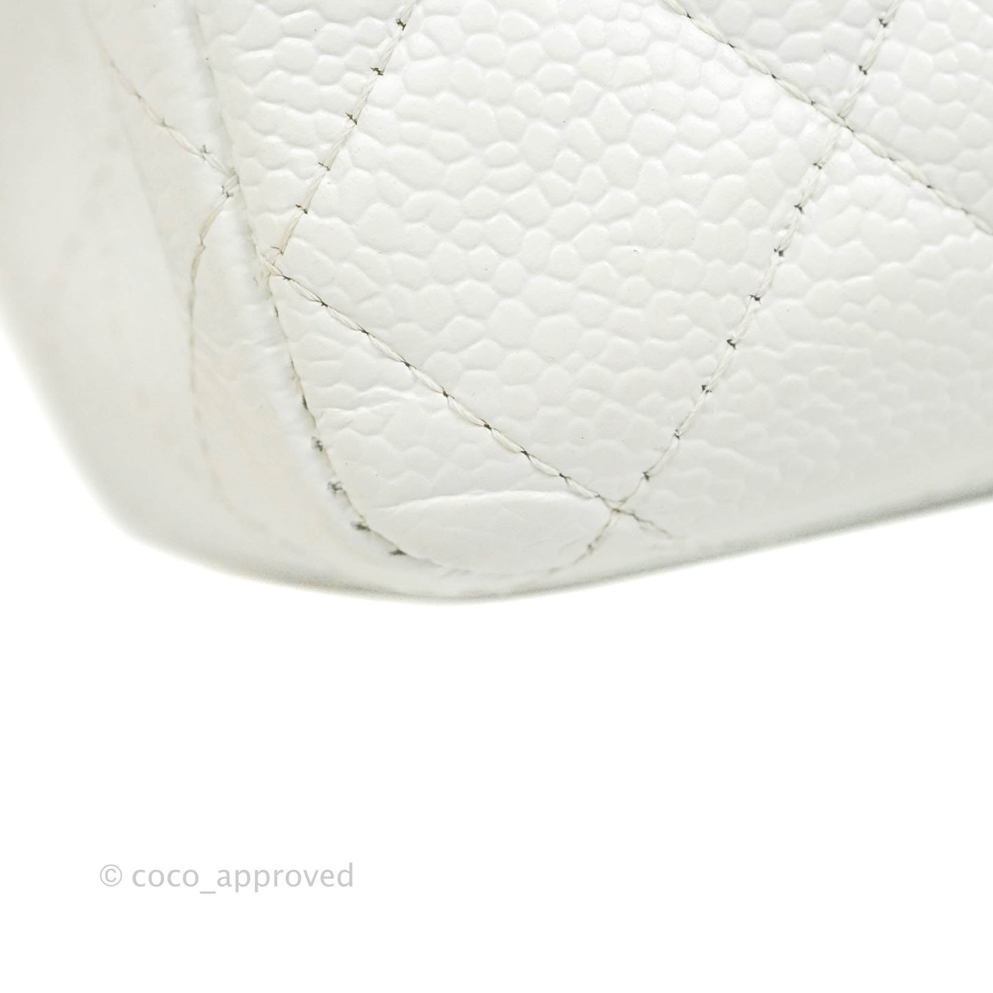 Chanel Classic M/L Medium Double Flap White Caviar Silver Hardware