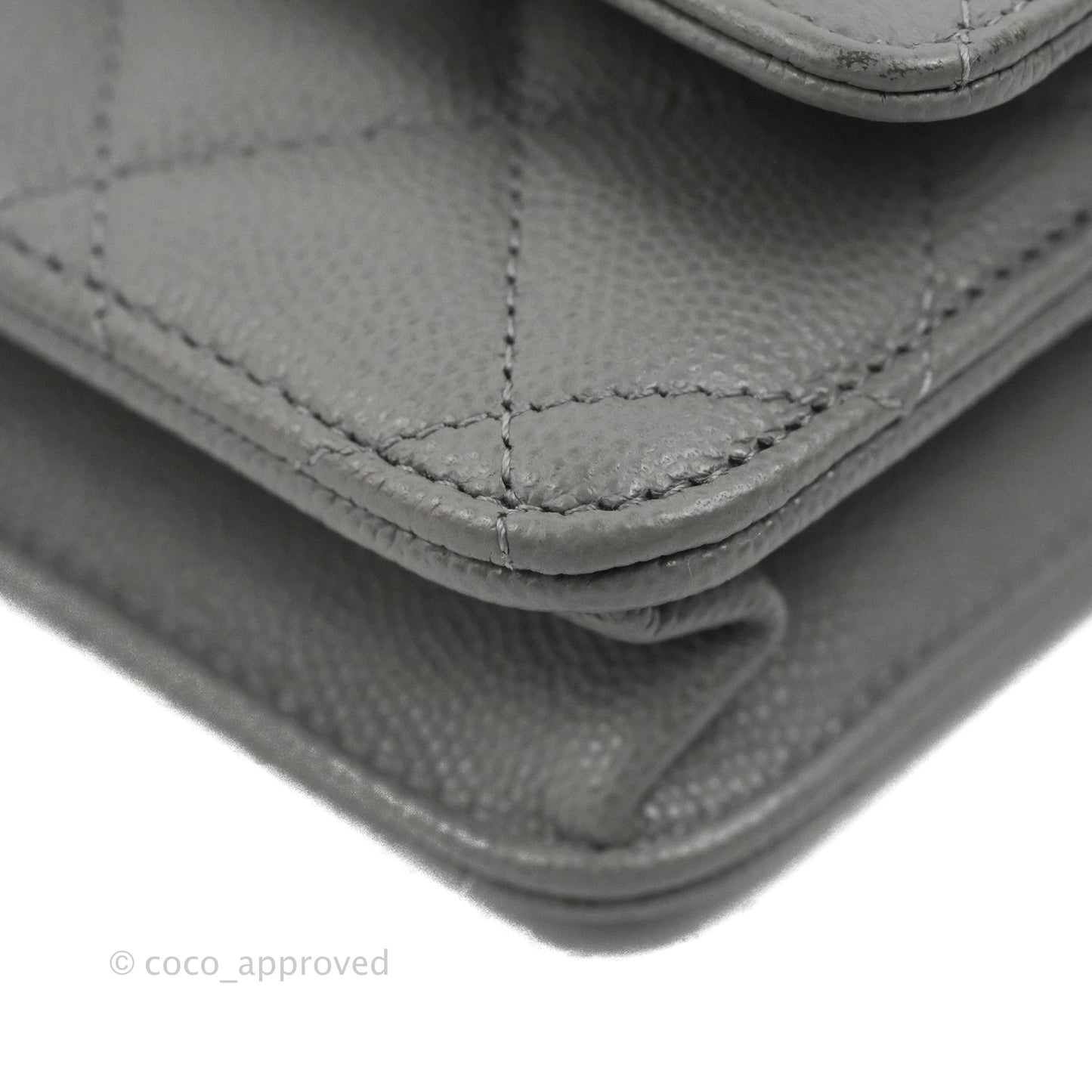 Chanel Quilted Classic Wallet on Chain WOC Grey Caviar Gold Hardware