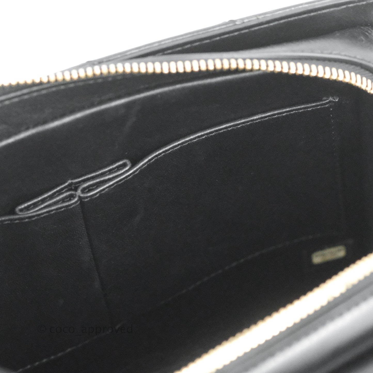 Chanel Medal Envelope Flap Bag Chevron Black Calfskin Aged Gold Hardware