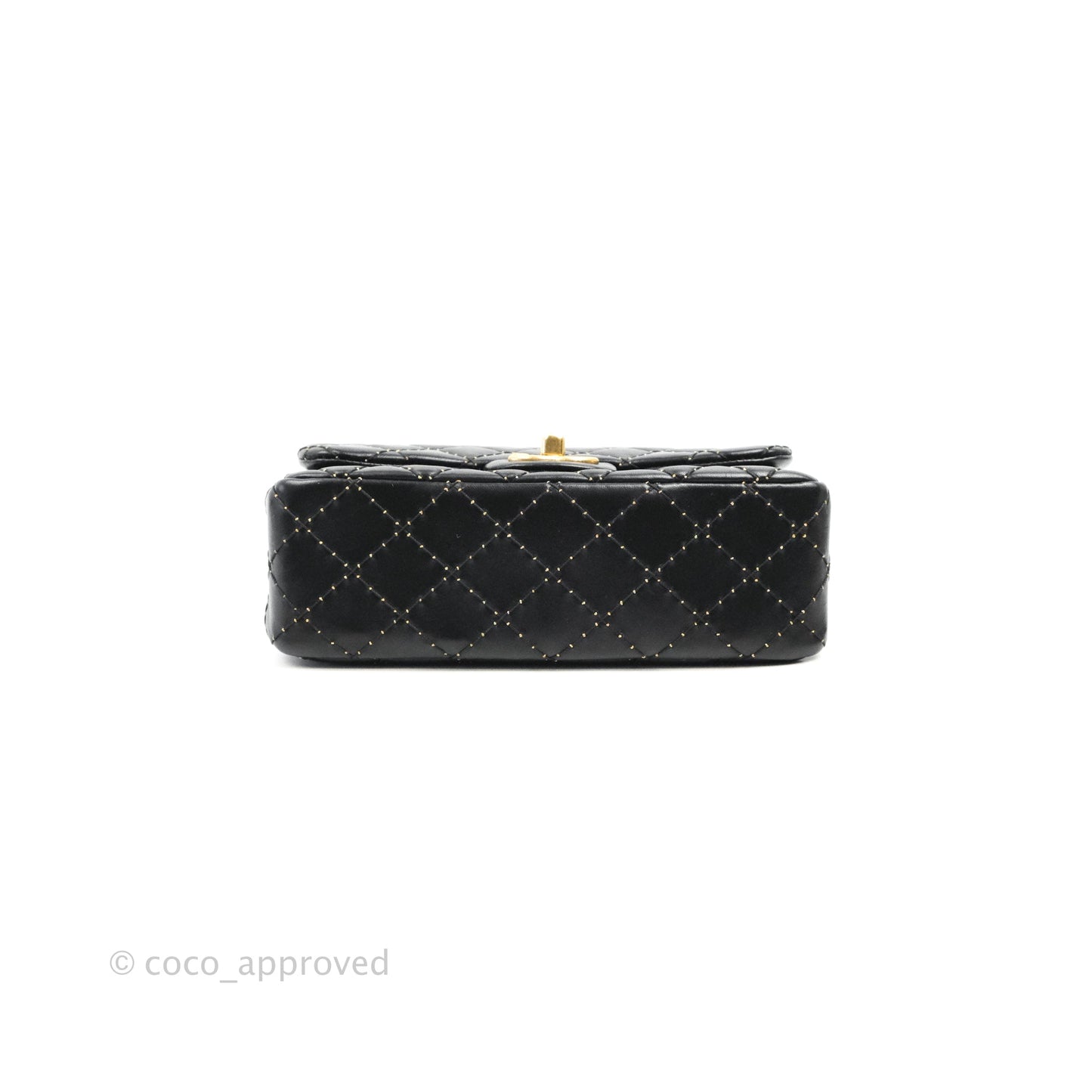 Chanel Quilted Stitched Flap Bag Lambskin Black Aged Gold Hardware 15A