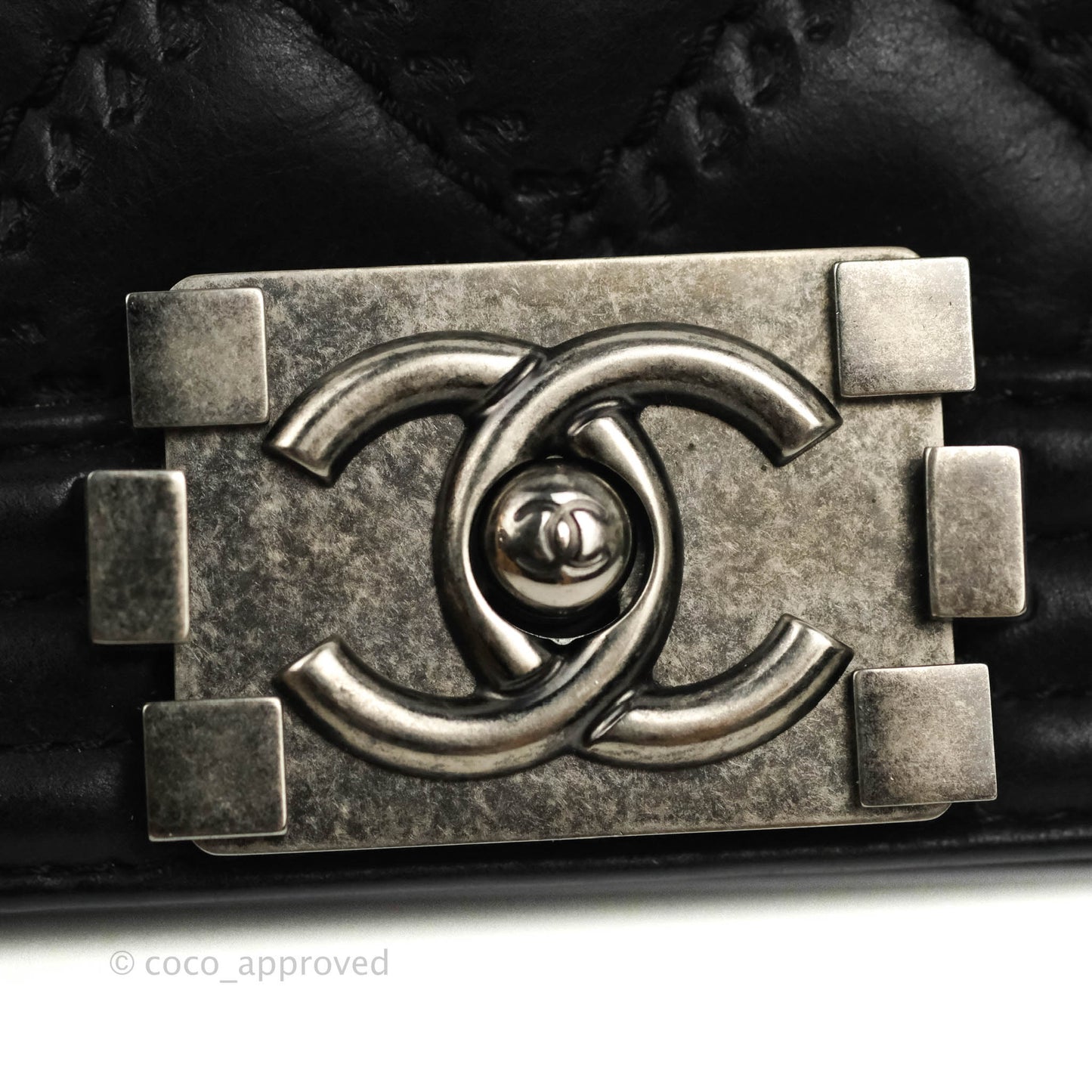 Chanel Small Boy Double Stitch Black Calfskin Ruthenium Hardware