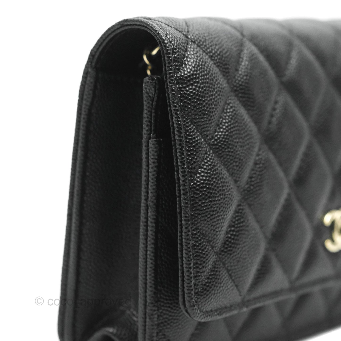 Chanel Quilted WOC Black Caviar Gold Hardware With Charms