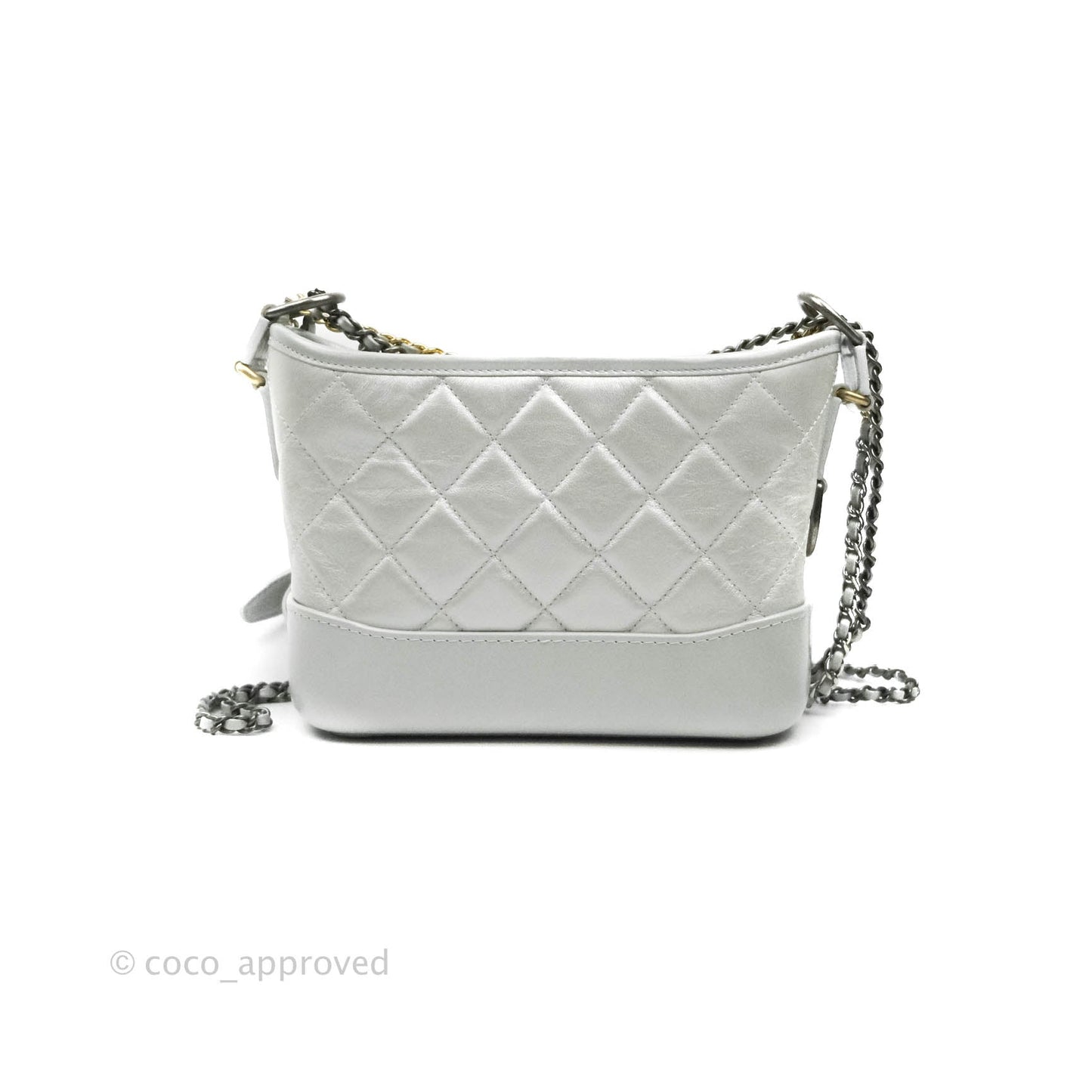 Chanel Small Gabrielle Hobo Bag Metallic Light Silver Aged Calfskin Mixed Hardware 19K