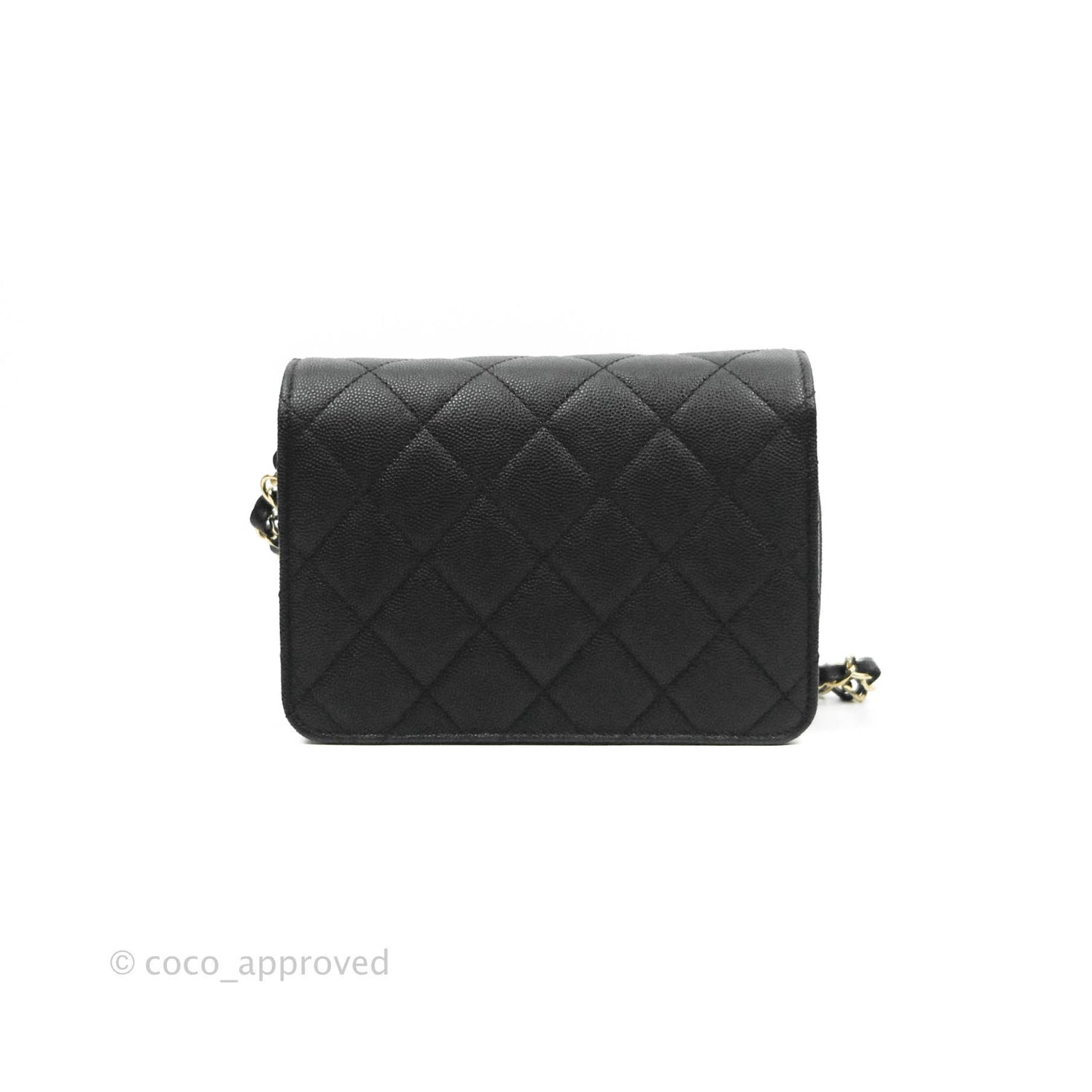 Chanel Quilted Small Like The Wallet Flap Black Caviar Light Gold Hardware 22C