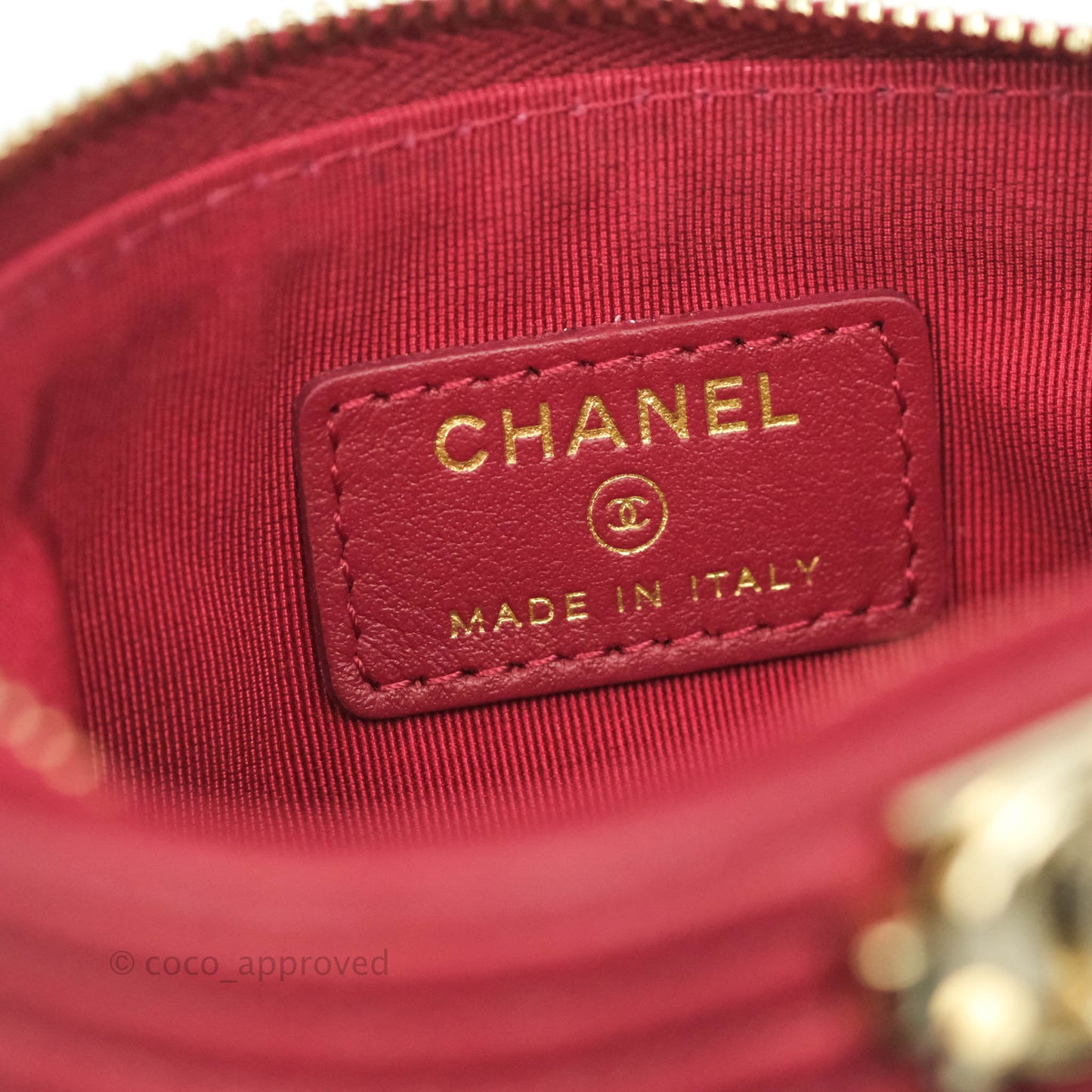 Chanel Mini Boy O Case Red Aged Caviar Gold Hardware