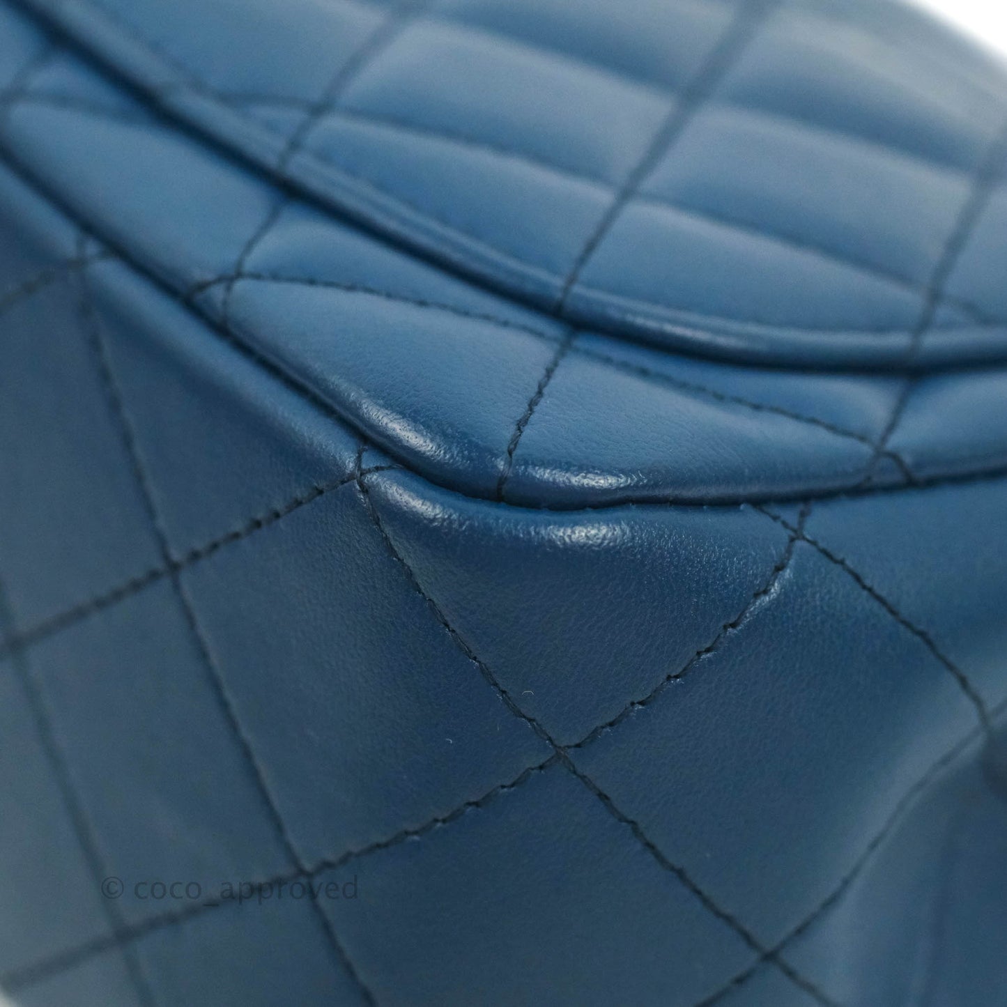 Chanel Quilted Mini Square Blue Lambskin Gold Hardware
