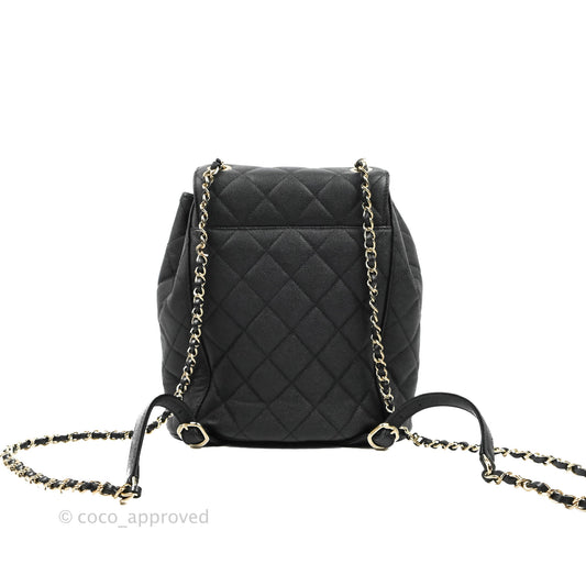 Chanel Quilted Black Caviar Duma Backpack Bag Gold Hardware