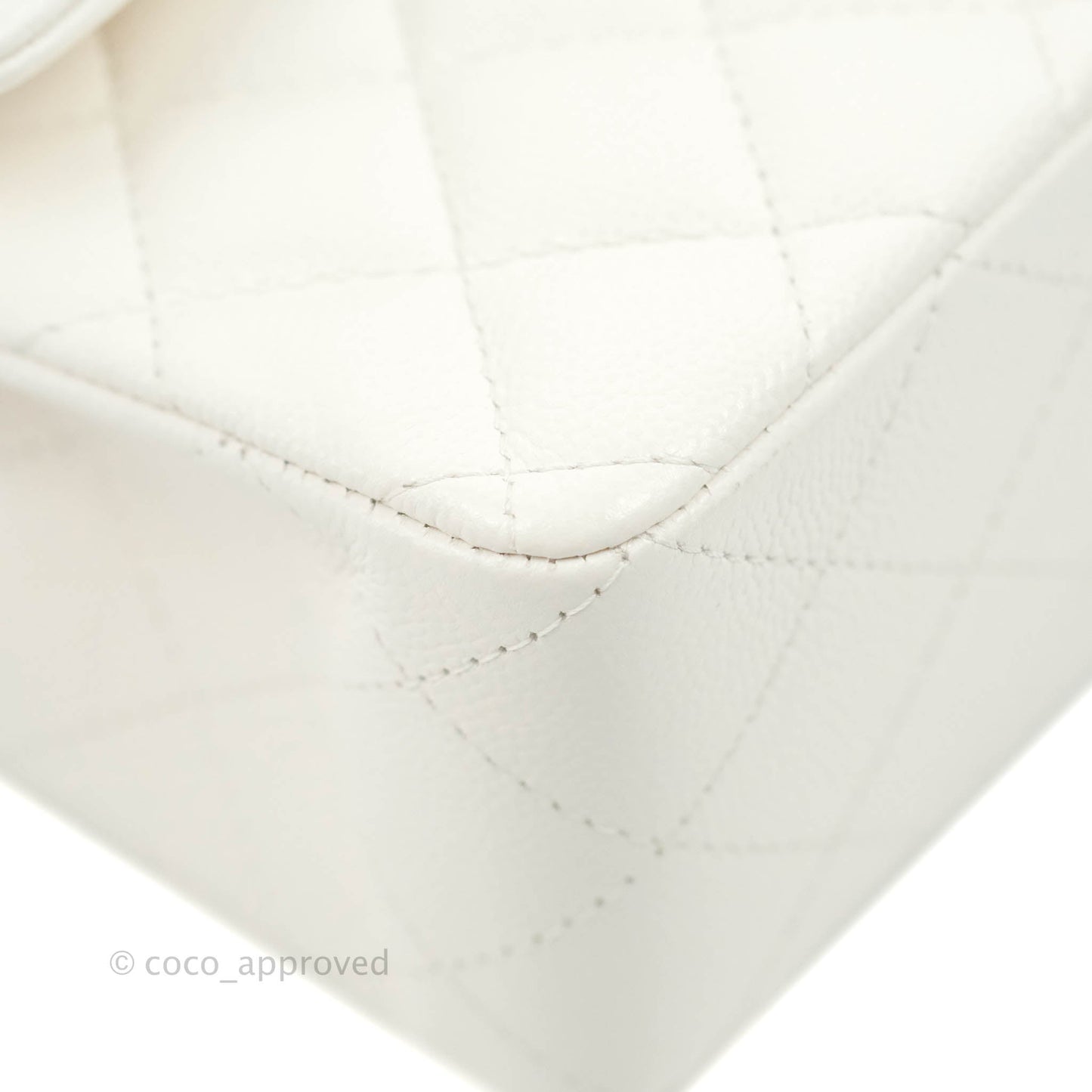 Chanel Small S/M Classic Quilted Flap White Caviar Gold Hardware 21S