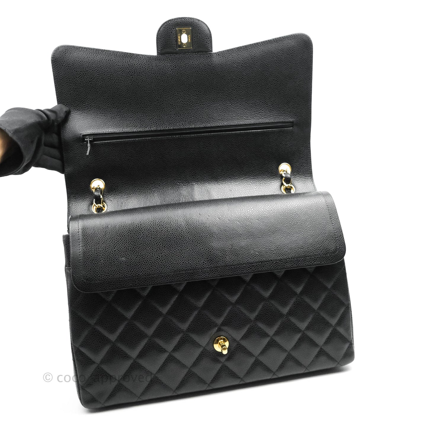 Chanel Classic Double Flap Maxi Black Caviar Gold Hardware
