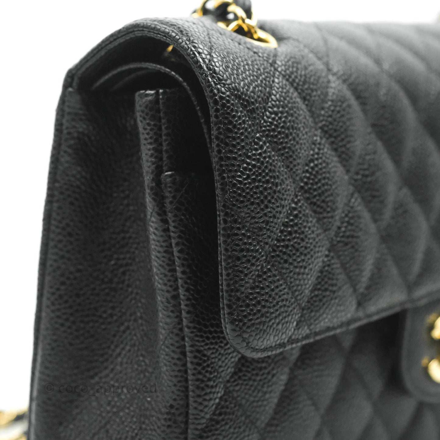 Chanel Classic M/L Medium Double Flap Black Caviar 24k Gold Hardware