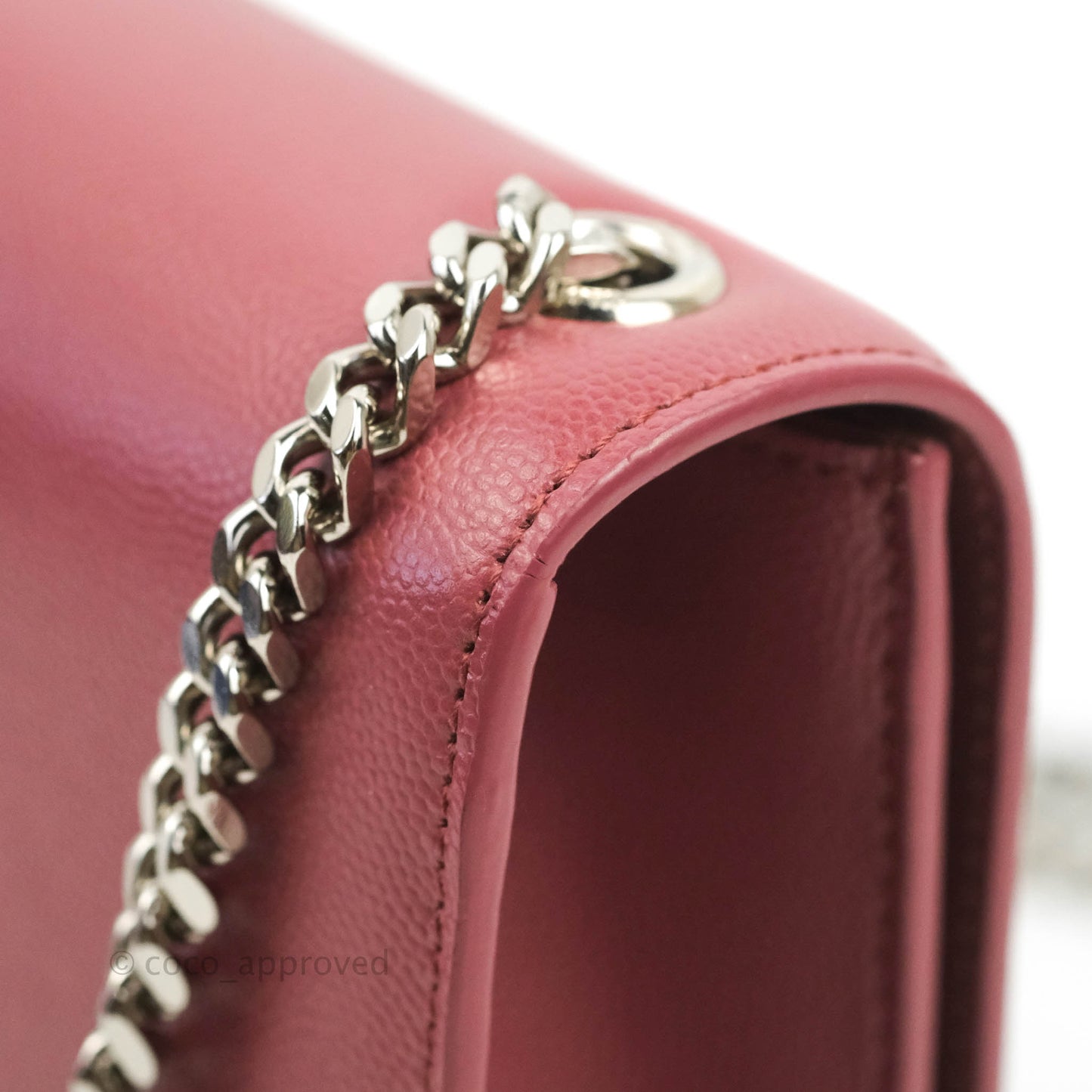 Saint Laurent New Small Classic Monogram Kate Chain Bag Mystic Rose Grained Calfskin Silver Hardware