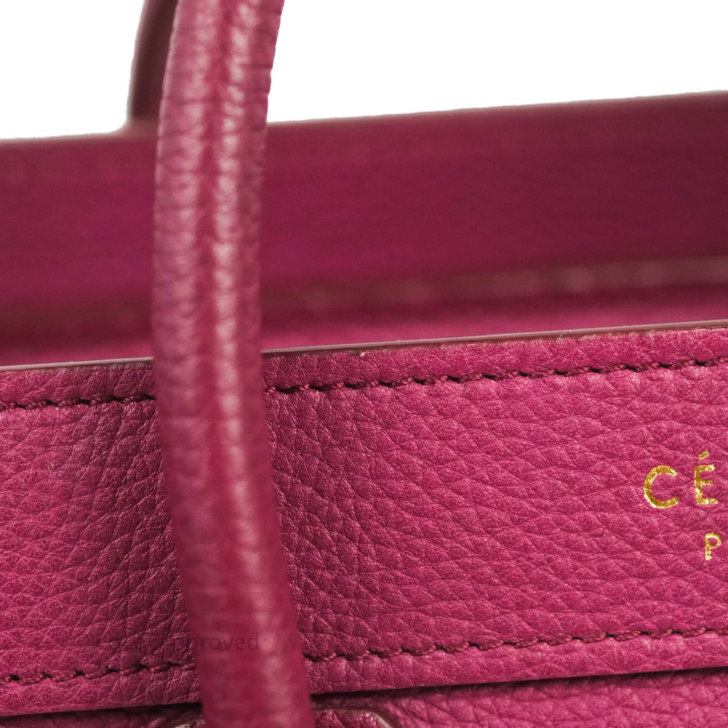 Celine Nano Luggage Plum Drummed Calfskin