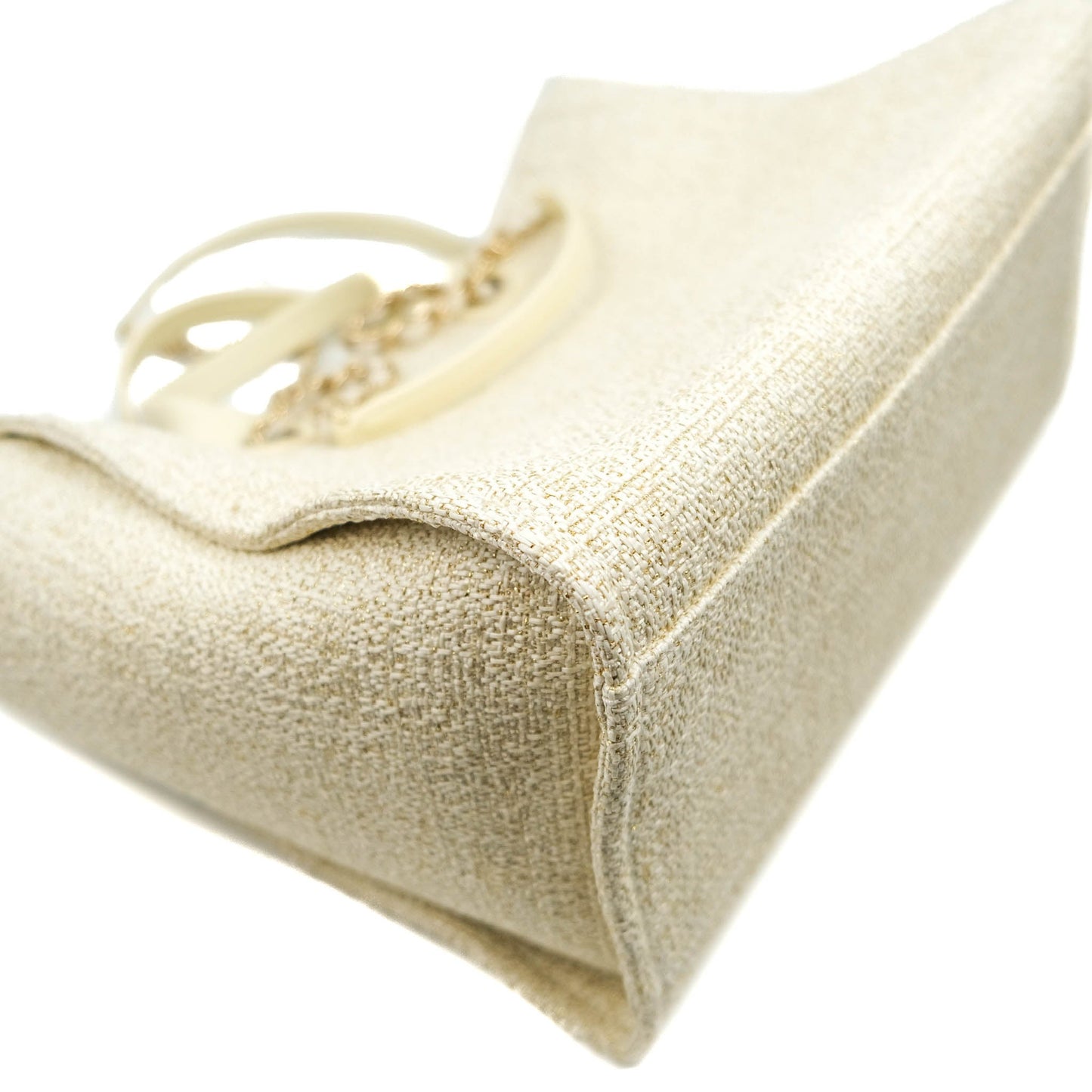 Chanel Large Deauville Iridescent Gold Beige Canvas Gold Hardware