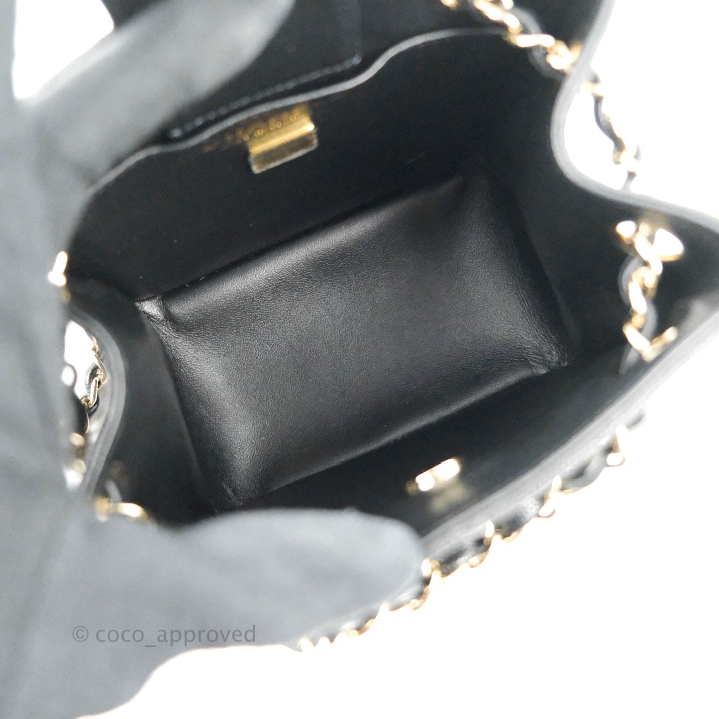 Chanel Mini Bucket Tote Black Caviar Gold Hardware 22S