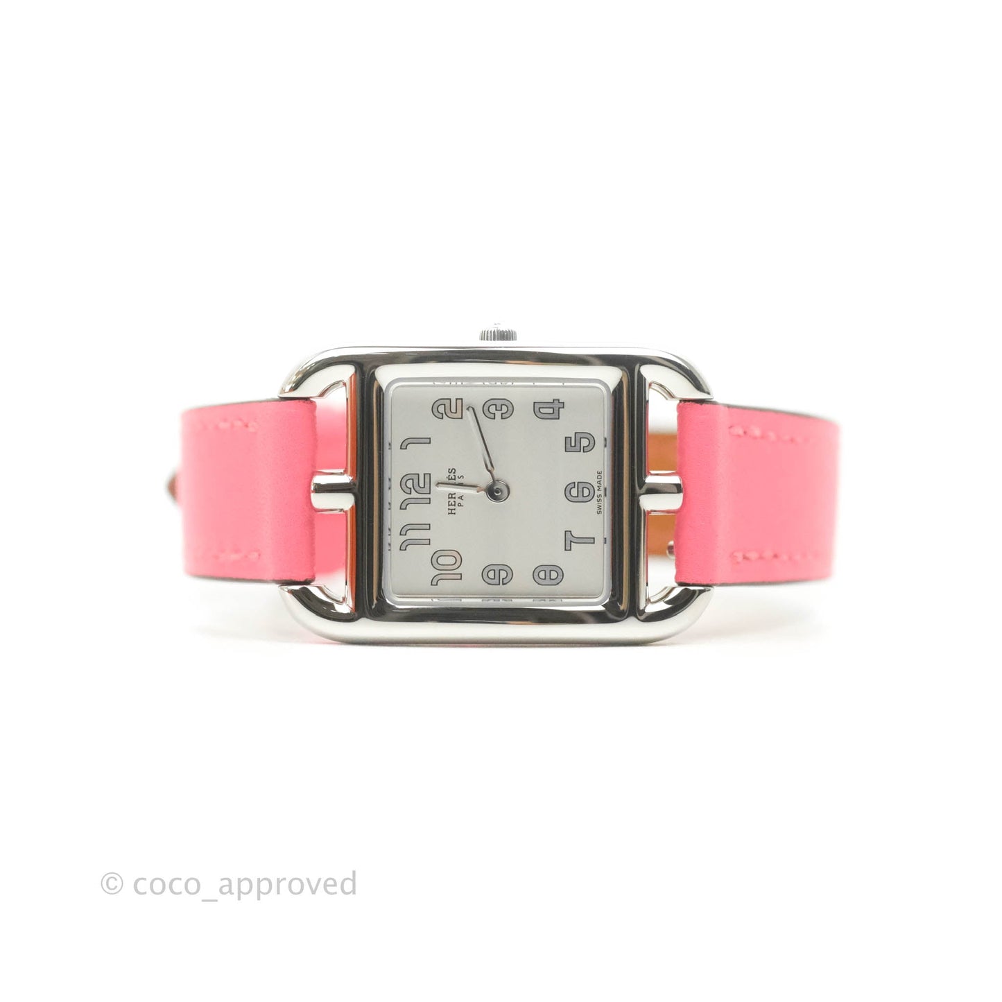 Hermès Cape Cod Steel Watch PM Pink Swift Calfskin