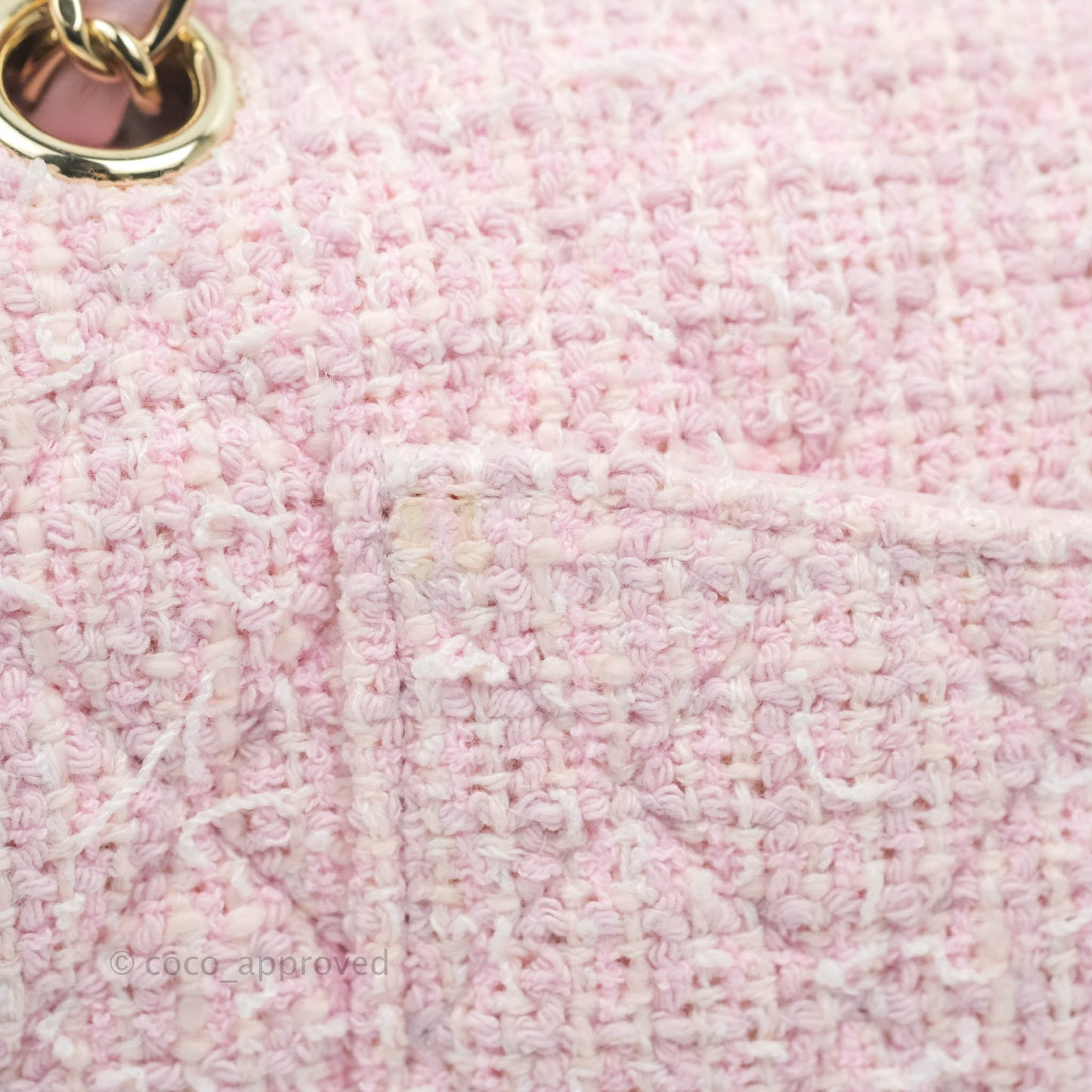Chanel Classic M/L Medium Quilted Double Flap Bag Pink Tweed Gold Hardware