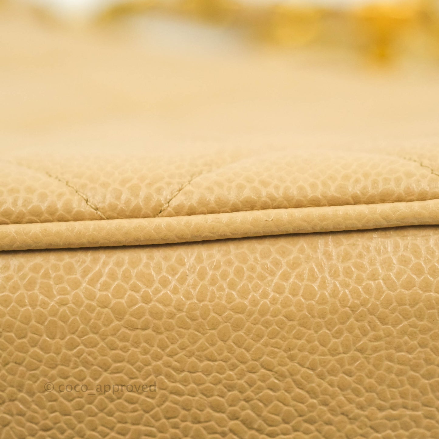 Chanel Vintage CC Quilted Tote Dark Beige Caviar 24K Gold Hardware