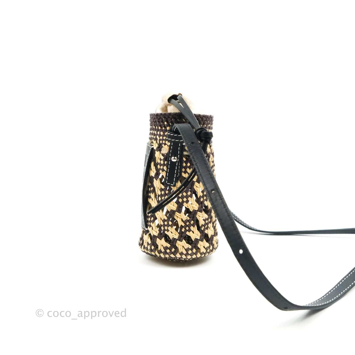Loewe Cylinder Pocket In Raffia and Calfskin