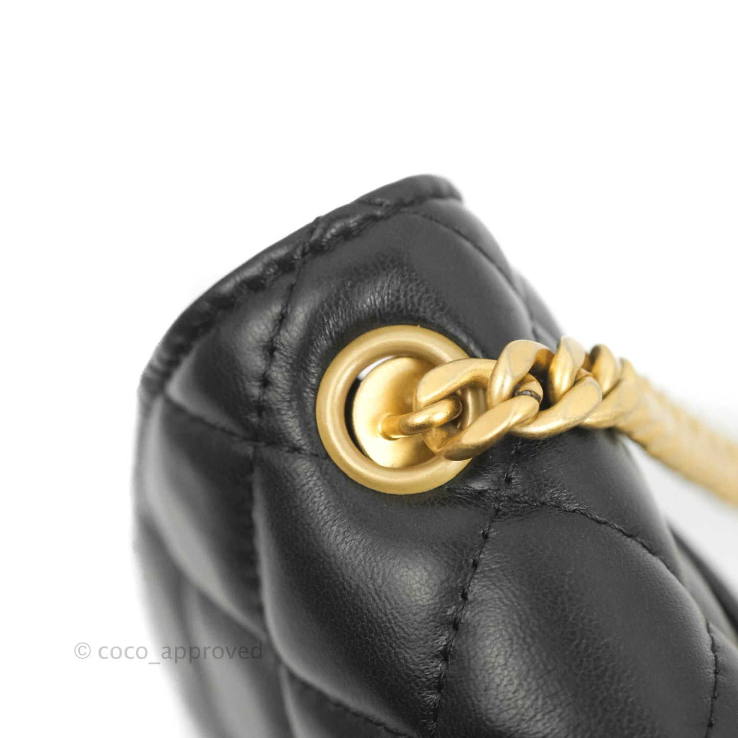 Chanel Quilted Wallet on Chain WOC Adjustable Chain Black Lambskin Aged Gold Hardware 22K