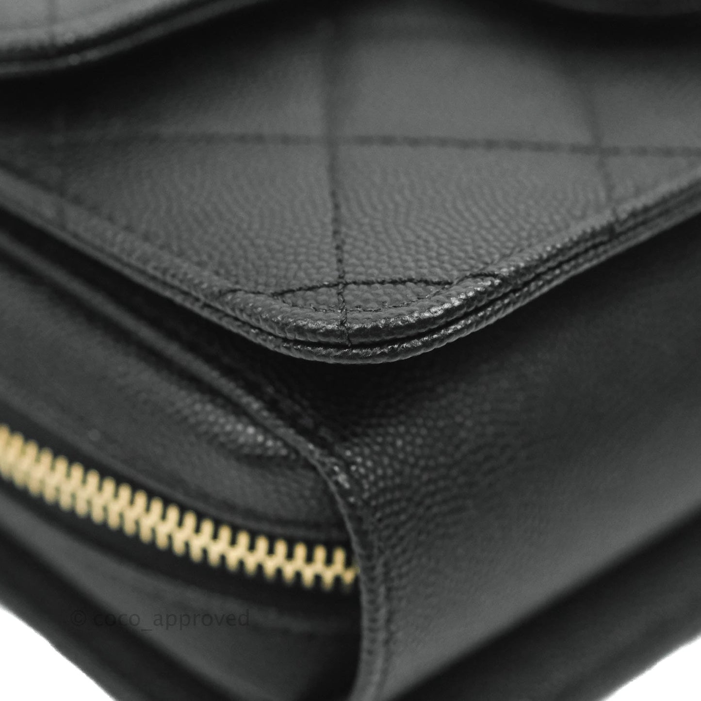 Chanel Quilted Small Like The Wallet Flap Black Caviar Light Gold Hardware 22C
