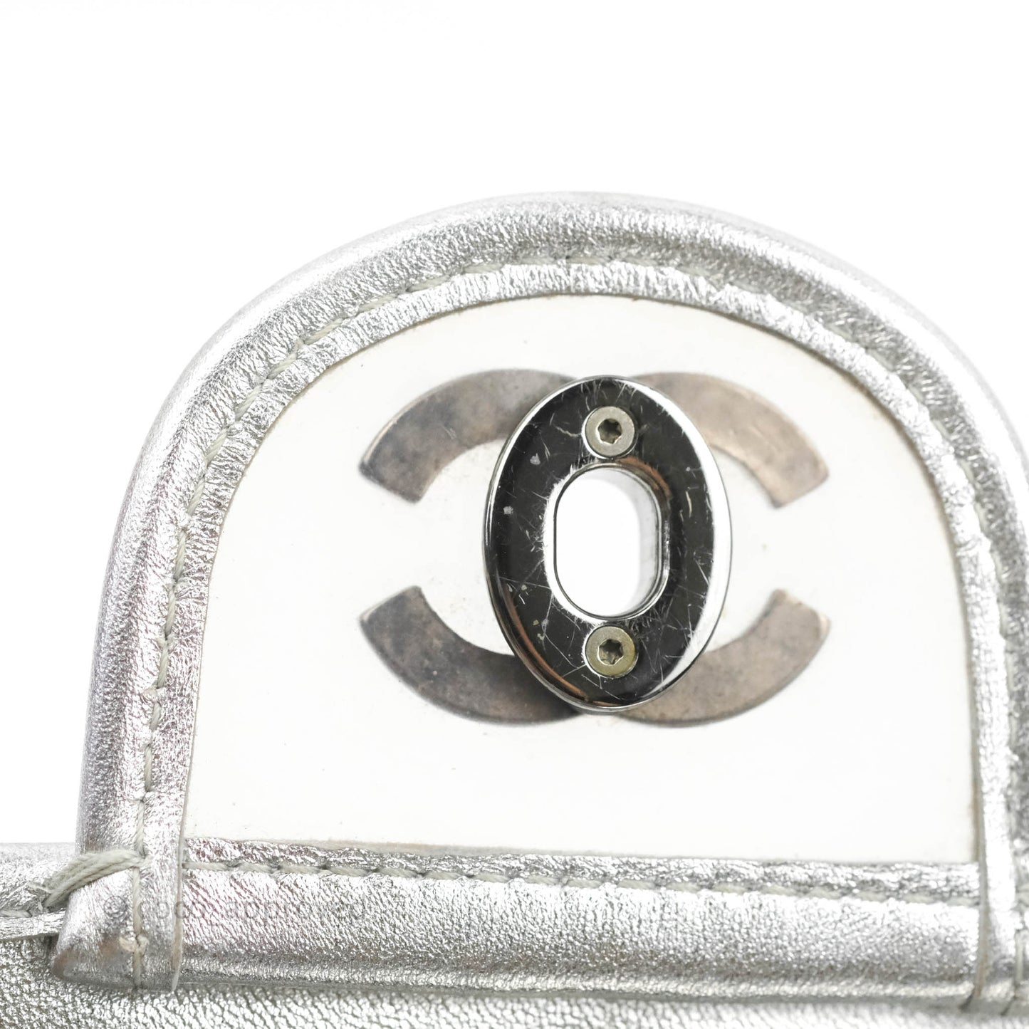Chanel Vinyl Ice Cube Flap Bag Metallic Silver Silver Hardware