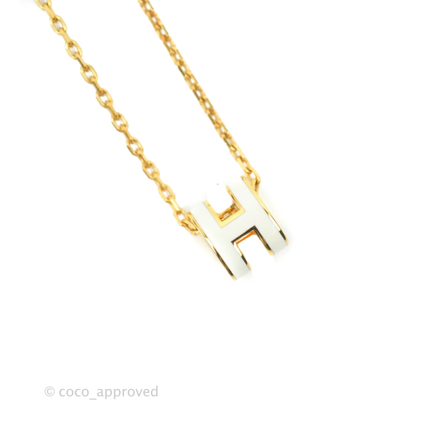 Hermès Mini Pop H White Pendant Necklace Gold Hardware