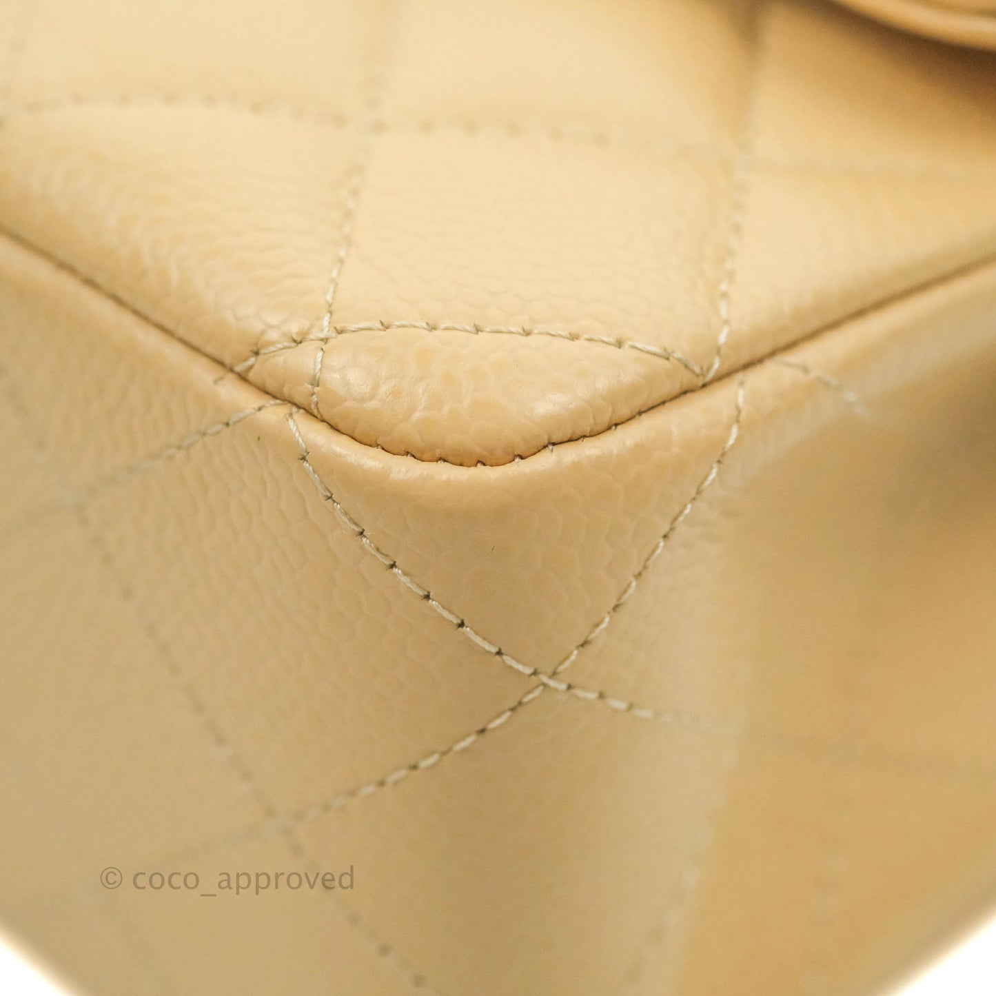 Chanel Quilted Classic M/L Medium Flap Beige Caviar Gold Hardware