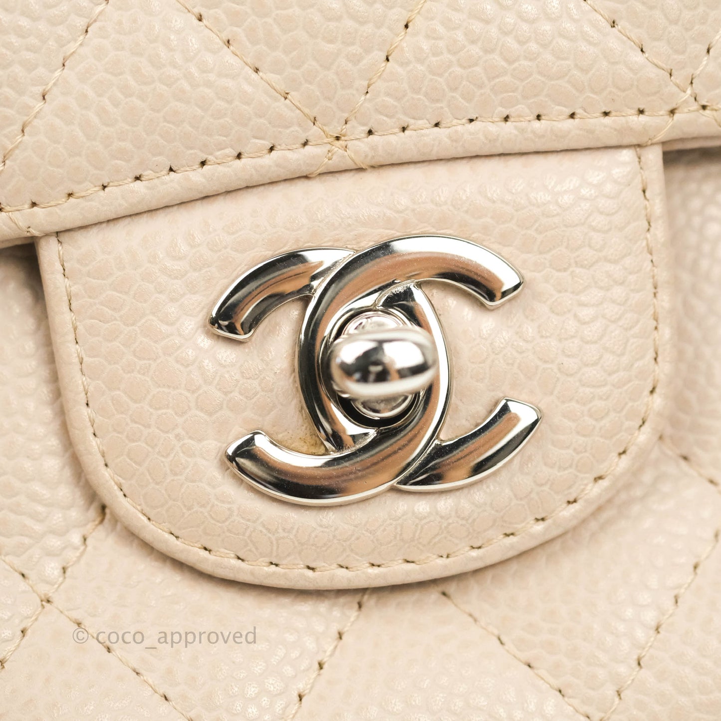 Chanel Quilted East West Flap Pale Pink Caviar Silver Hardware