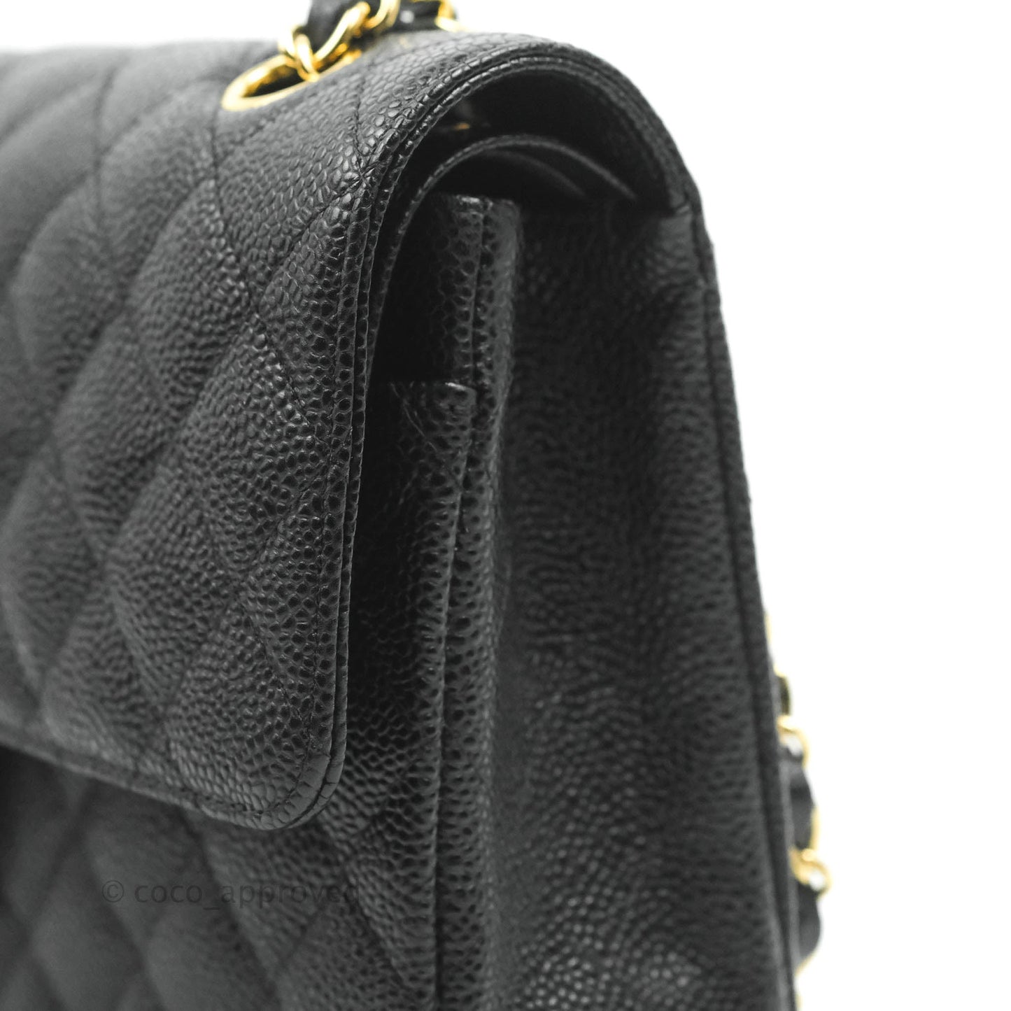 Chanel Classic M/L Medium Double Flap Black Caviar 24k Gold Hardware