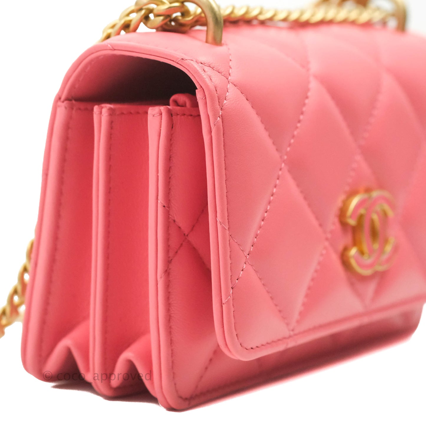 Chanel Clutch with Chain Pink Lambskin Enamel Gold Hardware