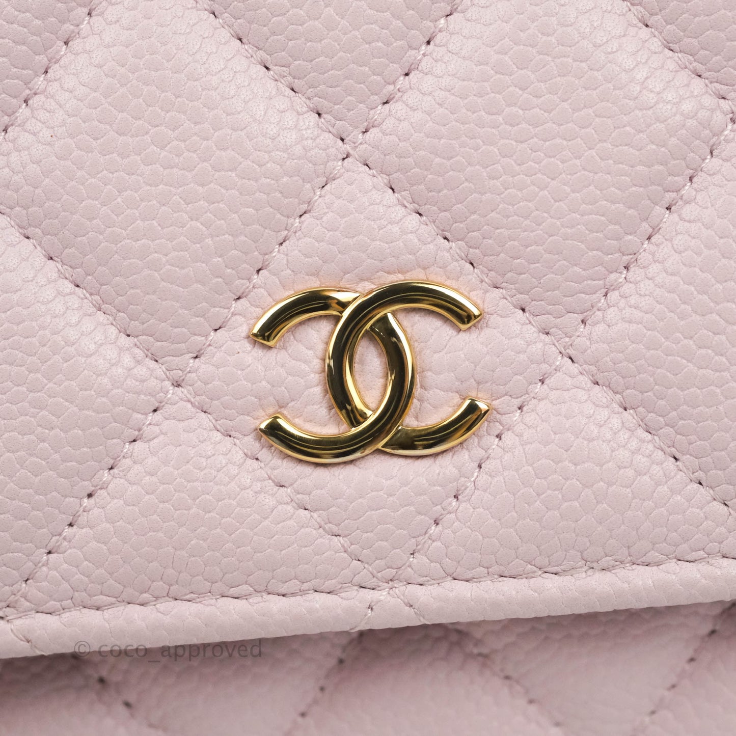 Chanel Quilted CC Chain Wallet on Chain WOC Light Pink Caviar Gold Hardware 22P