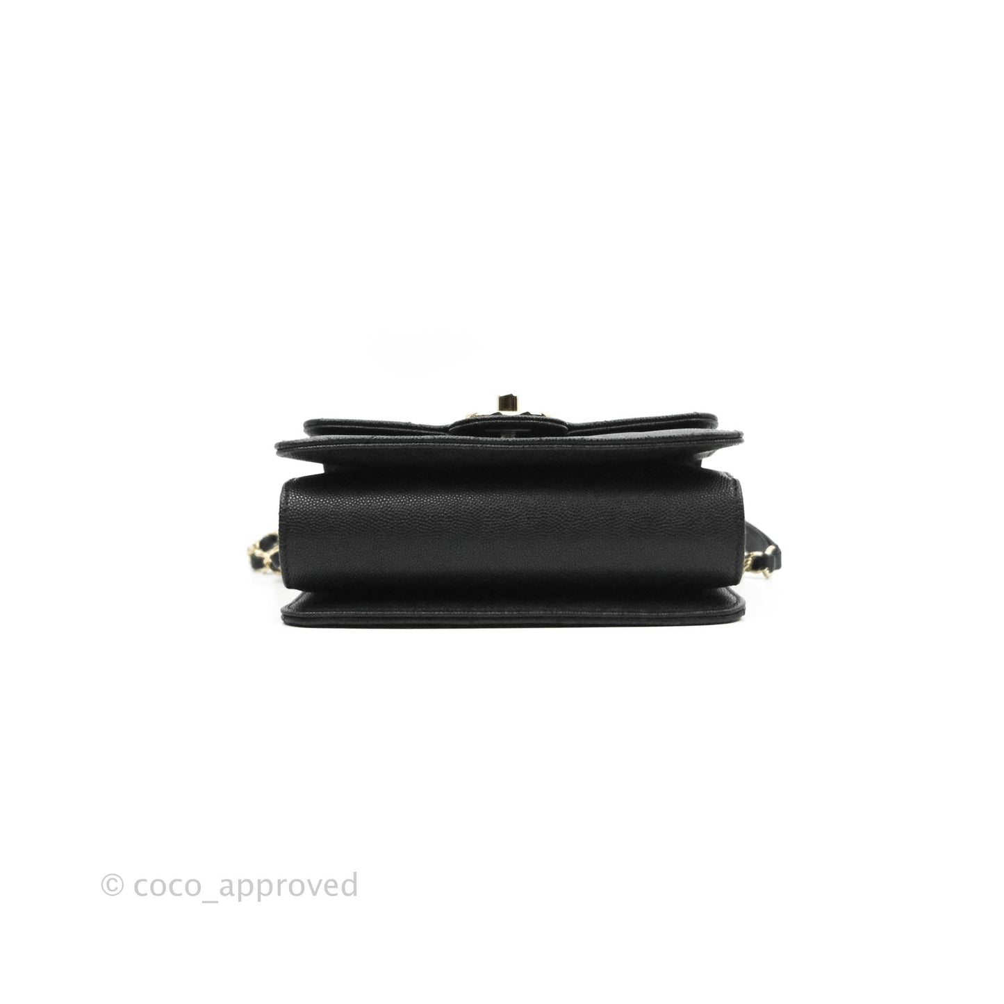 Chanel Quilted Small Like The Wallet Flap Black Caviar Light Gold Hardware 22C