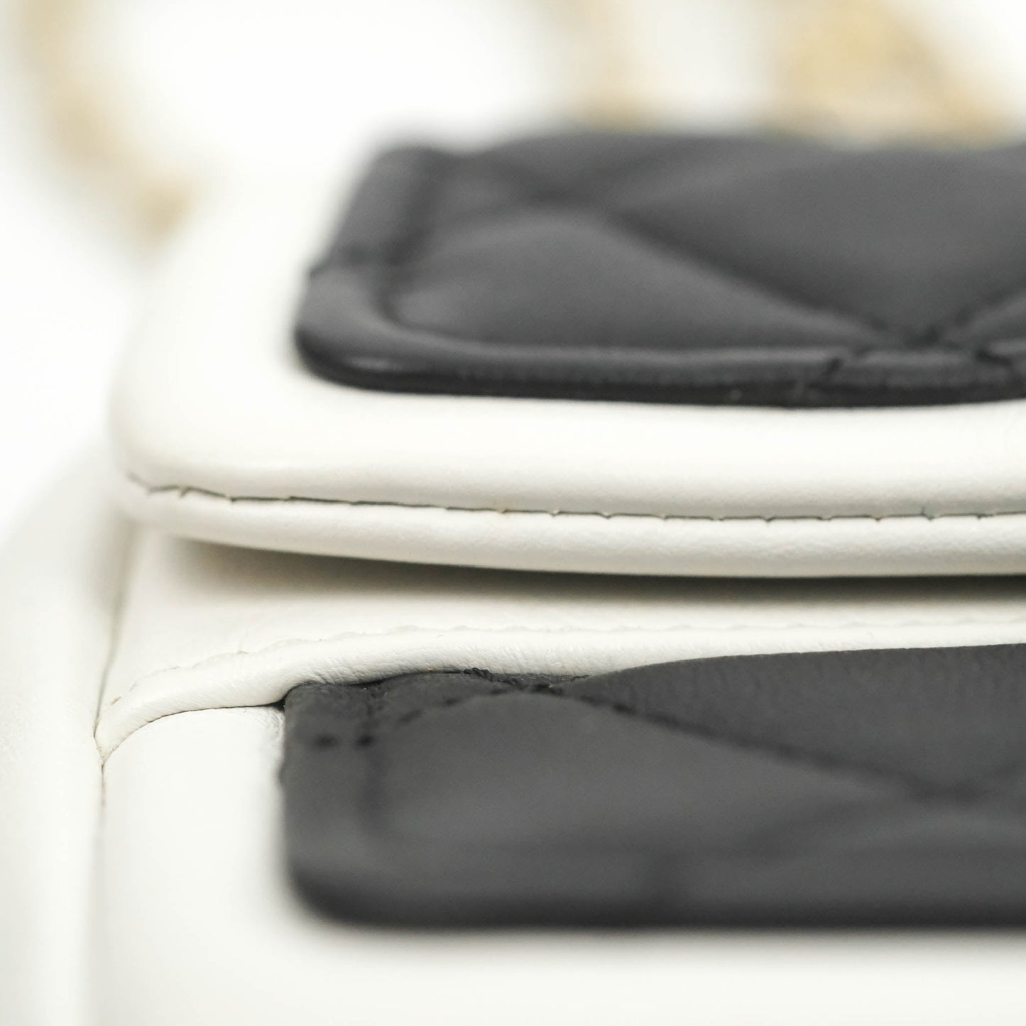 Chanel Quilted Graphic Mini Flap Bag Black White Gold Hardware