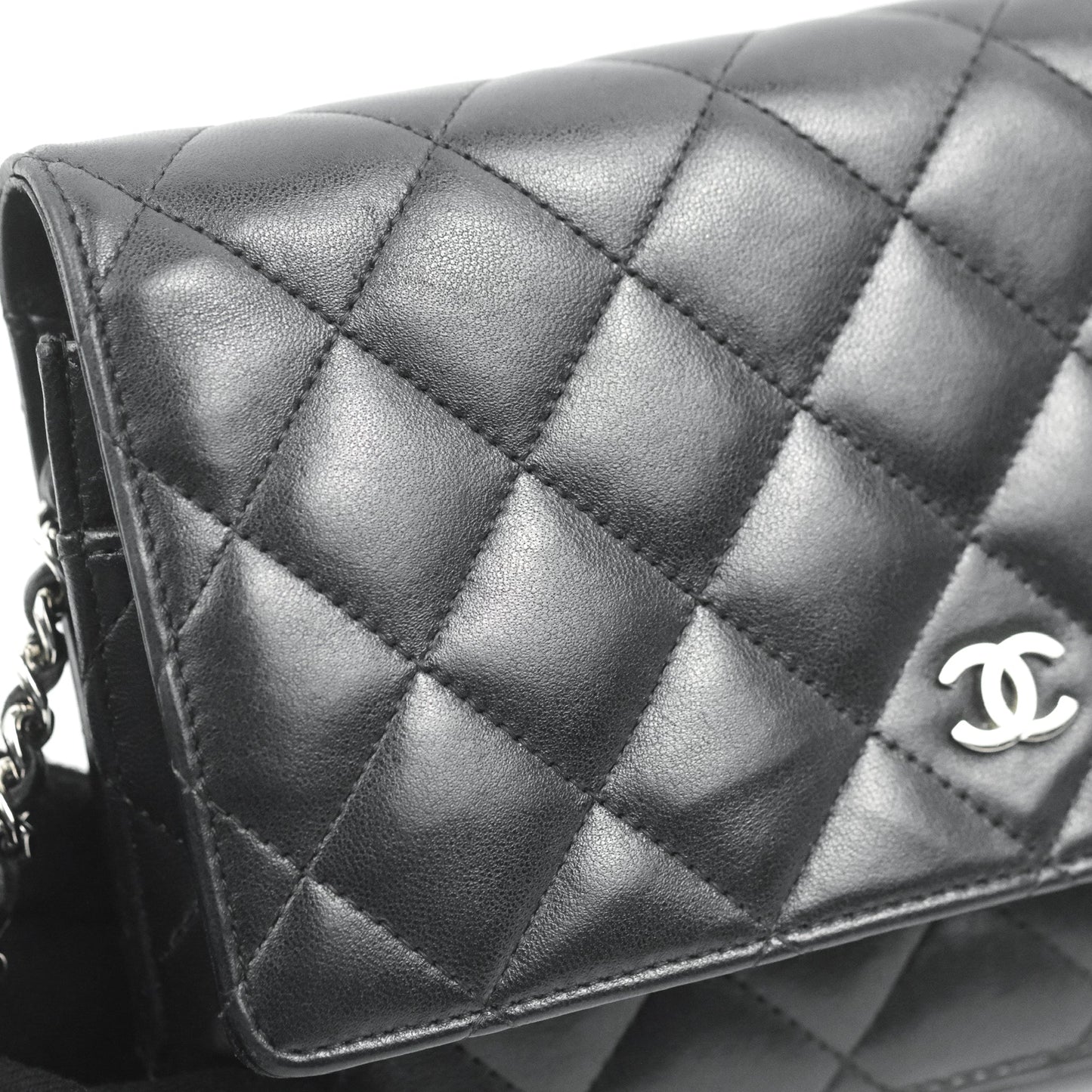 Chanel Quilted Classic WOC Black Lambskin Silver Hardware