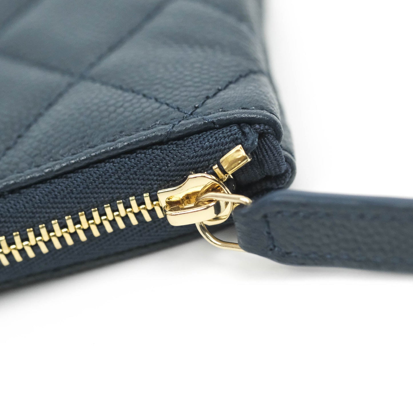 Chanel Mini Quilted O Case Navy Caviar Gold Hardware