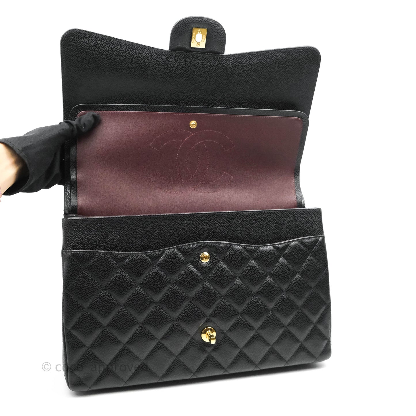 Chanel Classic Double Flap Maxi Black Caviar Gold Hardware