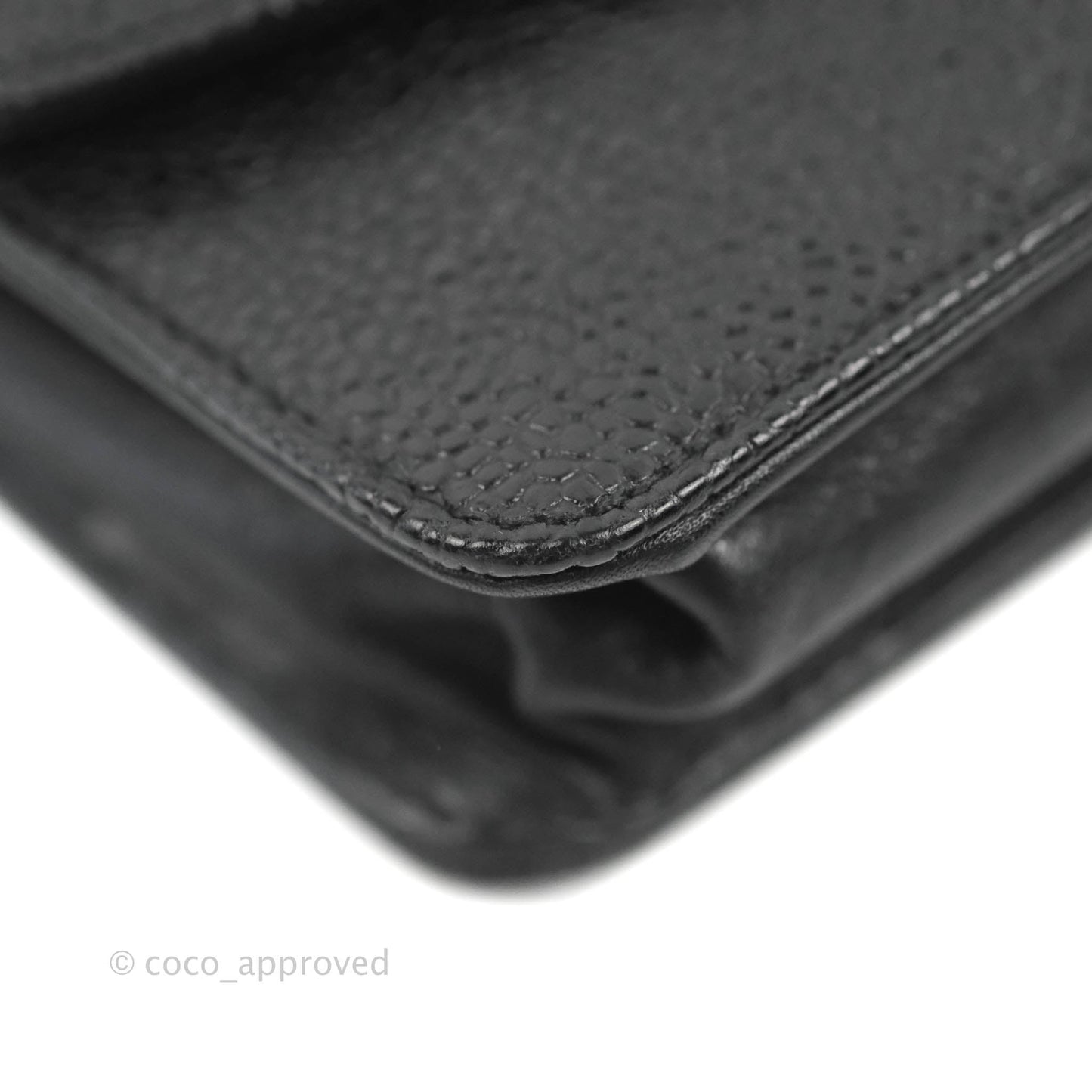 Chanel Vintage CC Wallet on Chain WOC Black Caviar Gold Hardware