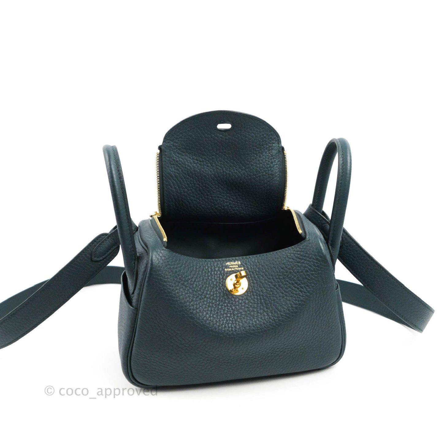 Hermès Mini Lindy 20 Vert Cypres Clemence Gold Hardware