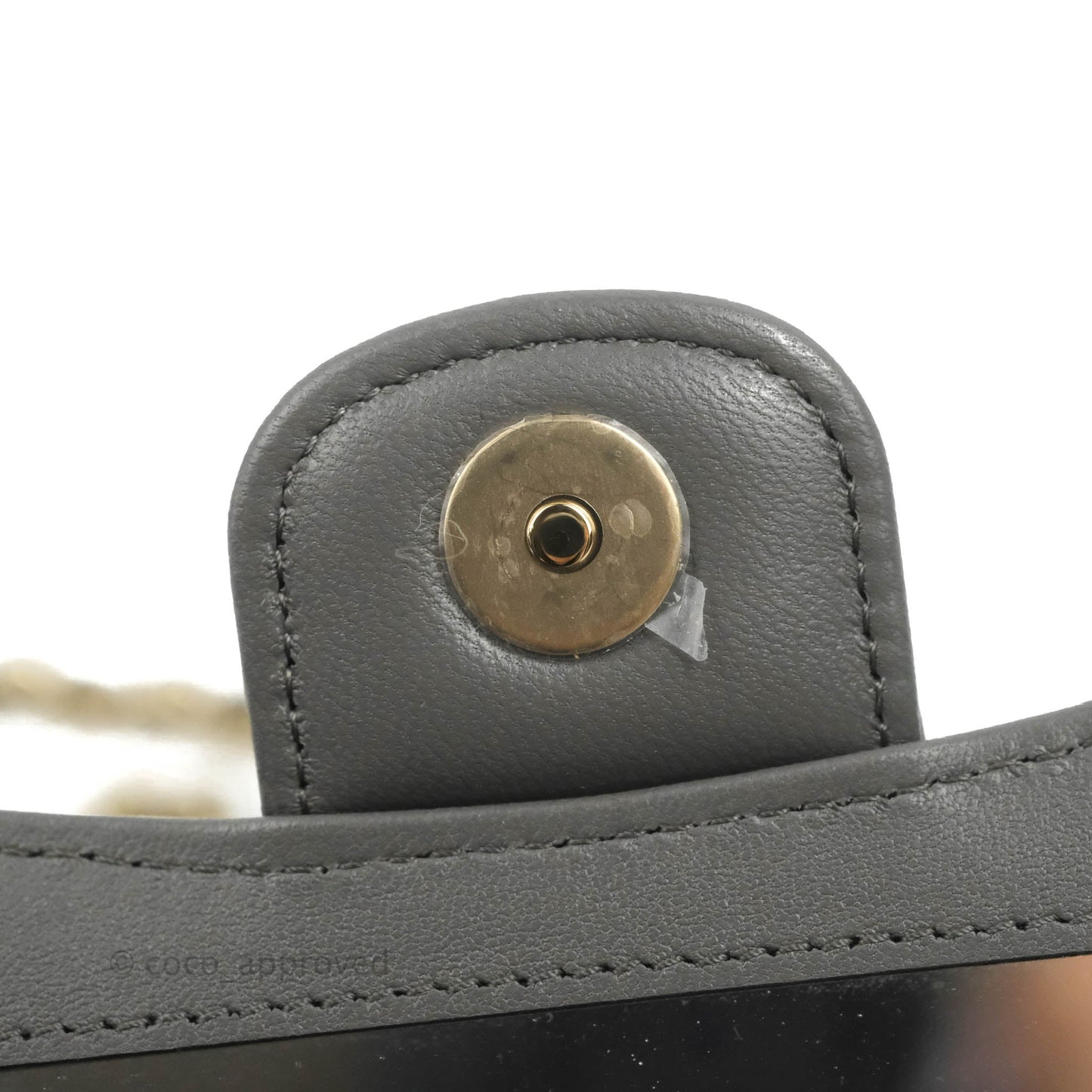 Chanel Mini Handle Clutch With Chain Grey Lambskin Gold Hardware