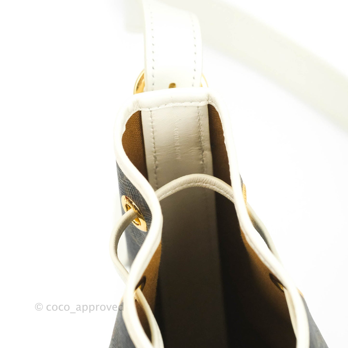 Celine Small Drawstring Bag Triomphe Canvas White Calfskin