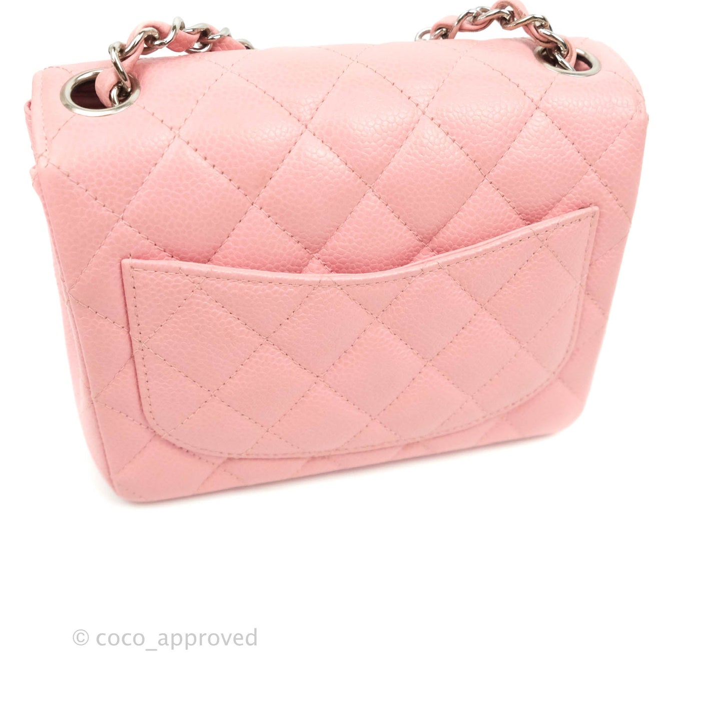 Chanel Quilted Vintage Mini Square Flap Pink Caviar Silver Hardware